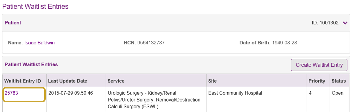 Use Patient Search to find a WLE